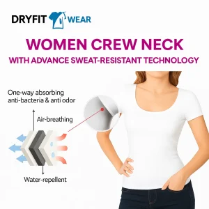 Women Deep Crew Neck  Premium Cotton Sweat Resistant T-Shirt